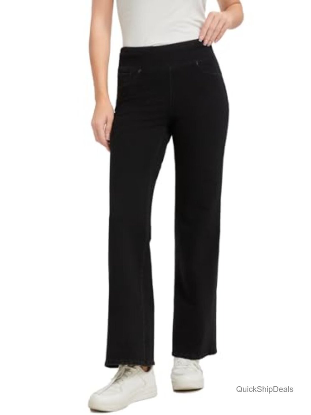 High Waisted Bell Bottom Pull On Flare Jeans